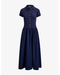 Polo Ralph Lauren - Brand-Embroidered Short-Sleeved Stretch-Cotton Maxi Dress - Lyst