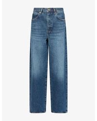 FRAME - The Bow Wide-Leg High-Rise Denim Jeans - Lyst