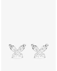 Apm Monaco - Papillon Rhodium Plated Alloy And Cubic Zirconia Stud Earrings - Lyst