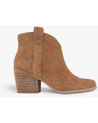 TOMS - Constance Western Pull-tab Suede Heeled Boots - Lyst