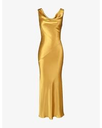 House Of Cb - Safaira Cowl-Neck Satin Maxi Dress Xs (A-C Cup) - Lyst