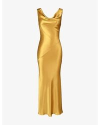 House Of Cb - Safaira Cowl-Neck Satin Maxi Dress Xs (A-C Cup) - Lyst