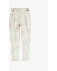 Ted Baker Synthetic Madlyne Floral Detailing Trousers in Black - Lyst