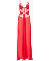 Nensi Dojaka - Sheer-panel Cut-out Silk Maxi Dress - Lyst