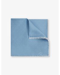 Reiss - Liam Polka-Dot Logo-Print Silk Pocket Square - Lyst