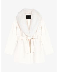 Maje - Galaxyo Belted-waist Wool-blend Coat - Lyst