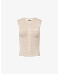 Lounge Underwear - Button-Down Ribbed Knitted Vest Top - Lyst