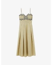 Claudie Pierlot - Floral-Embroidered Scoop-Neck Cotton Maxi Dress - Lyst