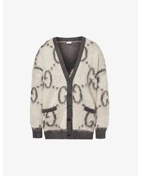 Gucci - Logo-intarsia Relaxed-fit Wool-blend Cardigan - Lyst