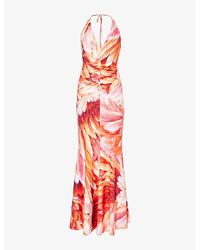 Roberto Cavalli - Floral-print Halterneck Stretch-woven Maxi Dress - Lyst