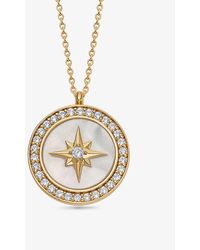 Astley Clarke - Polaris Large 18ct Yellow Gold-plated Vermeil Sterling-silver, White Sapphire And Mother Of Pearl Locket - Lyst