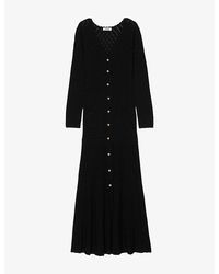 Sandro - Long-Sleeve Flared Open-Knit Maxi Dress - Lyst