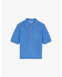 Maje - Brand-Embroidered Short-Sleeve Wool Polo Jumper - Lyst