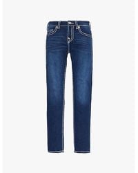 TRUE RELIGION - Rocco Exposed-Stitching Straight-Leg Regular-Fit Stretch-Denim Jeans - Lyst