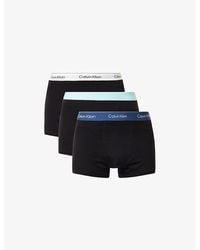 Calvin Klein - Turq,Dark Denim,Wh Wbs Icon Pack Of Three Cotton-Jersey Trunks - Lyst