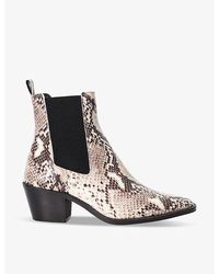 Dune - Tural-rept Printleathe Pexas Western Animal-pattern Suede Heeled Ankle Boots - Lyst