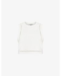 AllSaints - Ewelina Lila Ladder-trim Cropped Knitted Top - Lyst