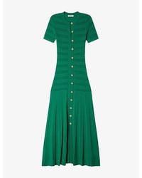 Sandro - Short-Sleeved Button-Up Knitted Maxi Dress - Lyst
