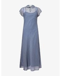 Damson Madder - Hudson Chec-Print Crêpe Midi Dress - Lyst