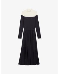 Claudie Pierlot - Colour-blocked Pleated Stretch-woven Maxi Dress - Lyst