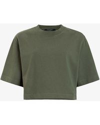 AllSaints - Lottie Oversized Cropped Organic-cotton T-shirt - Lyst