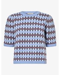 FRAME - Short-Sleeve Patterned Cashmere-Blend Jumper - Lyst