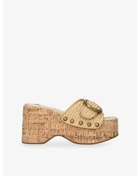 Steve Madden - Pedestal Platform Raffia Sandals - Lyst