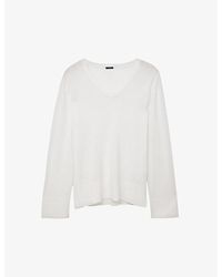 JOSEPH - V-neck Relaxed-fit Wool And Silk-blend Jumper - Lyst