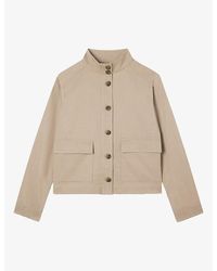 Whistles - Funnel-Neck Relaxed-Fit Cotton-Blend Jacket - Lyst
