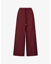 Max Mara - Wide-Leg Elasticated-Waist Cotton Trousers - Lyst