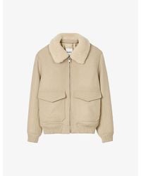 Sandro - Fleece-Collar Patch-Pocket Wool-Blend Aviator Jacket - Lyst