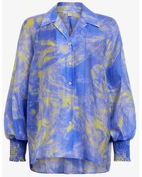 AllSaints - Isla Graphic-print Relaxed-fit Woven Shirt - Lyst