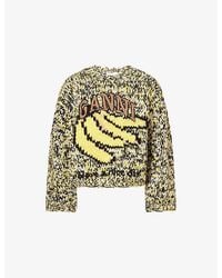 Ganni - Relaxed-Fit Embroidered-Logo Wool Jumper - Lyst