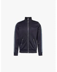 Paul Smith - Very Dark Funnel-Neck Stripe-Trim Cotton-Blend Jacket - Lyst