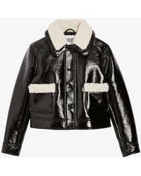 Claudie Pierlot - Wide-collar Cropped Faux-leather Jacket - Lyst