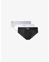 Calvin Klein - Graphic Monogram Pack Of Three Stretch-Cotton Briefs - Lyst