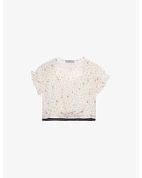 Prada - Floral-Print Cropped Silk-Blend Top - Lyst