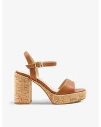 Dune - Jodi Cork-heel Platform Leather Sandals - Lyst