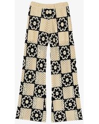 Sandro - Flower-motif Straight-leg Crochet-knit Trousers - Lyst