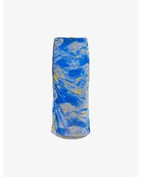 AllSaints - Nora Graphic-print High-rise Stretch-woven Midi Dress - Lyst