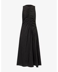 Theory - Asymmetric Ruched Cotton Tank Dress - Lyst