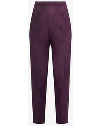 Pleats Please Issey Miyake - Pleated Mid-rise Straight-leg Knitted Trousers - Lyst
