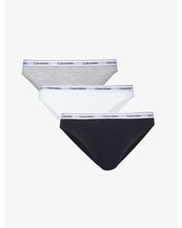 Calvin Klein - Modern Branded-waistband Pack Of Three Stretch-cotton Briefs - Lyst