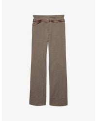 Prada - 3D Belt-Print Straight-Leg Wool-Blend Trousers - Lyst