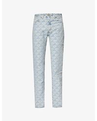 Casablancabrand - Heart Monogram-jacquard Straight-leg Organic-denim Jeans - Lyst