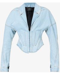 Mugler - Corset-boning Contrast-stitching Organic-denim Jacket - Lyst