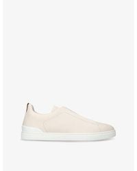 ZEGNA - Triple Stitch Leather Low-Top Trainers - Lyst