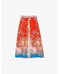 Sandro - Floral-print Two-layer Woven Maxi Skirt - Lyst