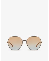 Gucci - gg1335s Rectangle-frame Metal Sunglasses - Lyst