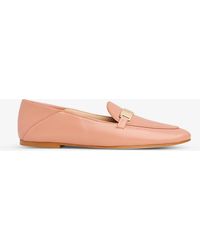 LK Bennett Paola Logo-embossed Leather Loafers - Pink